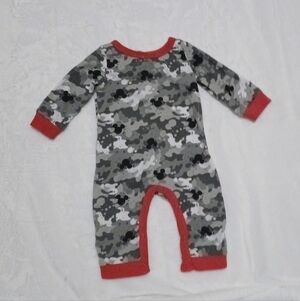 Disney Sleeper Baby Size 3-6 Months Gray Camo Mickey Mouse Silhouette